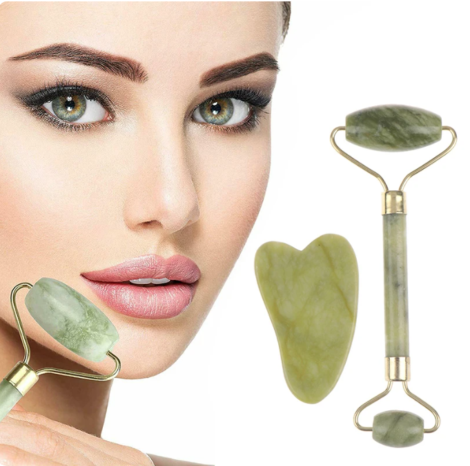 Natural Rose Jade Gua Sha Facial Roller